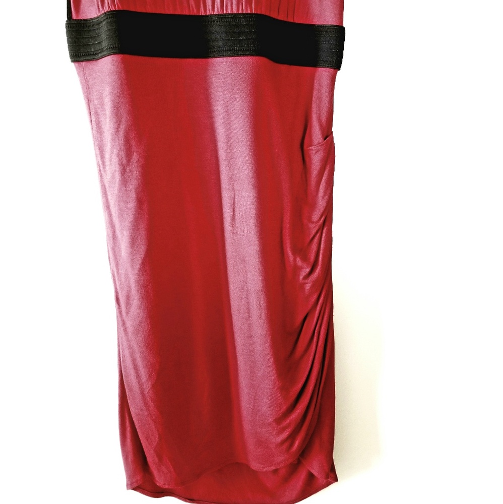 💃🏻Red Maroon Ruched Dress - Picture 3 of 6